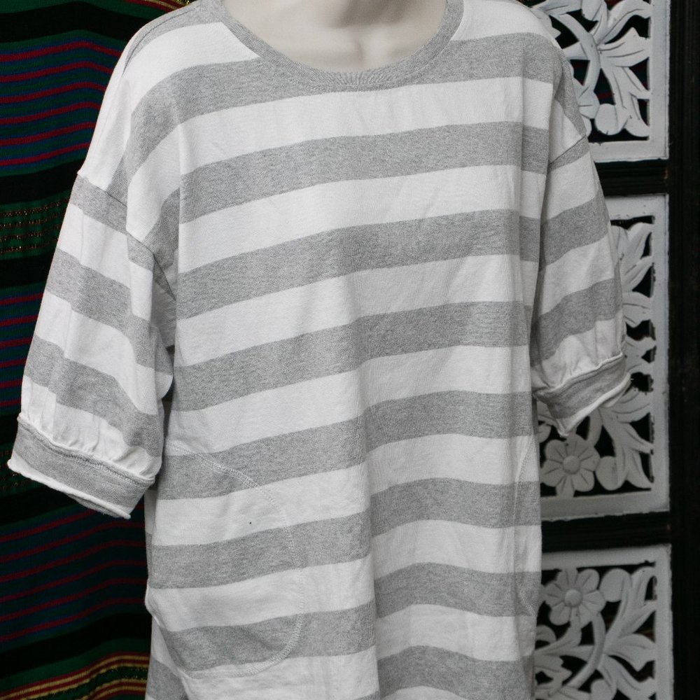 Grey and white stripped Top